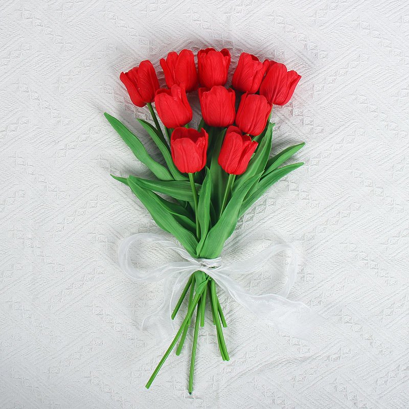 Tulip artificial flower wedding flower bouquet shooting props home living room decoration PU artificial flower wholesale