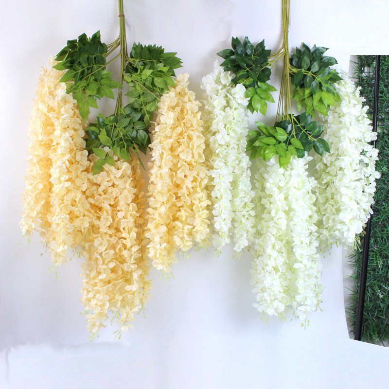 Colourful Pastel Artificial Wisteria Vine Ratta Hanging Garland Silk Flowers Wedding Decoration Wisteria Flowers