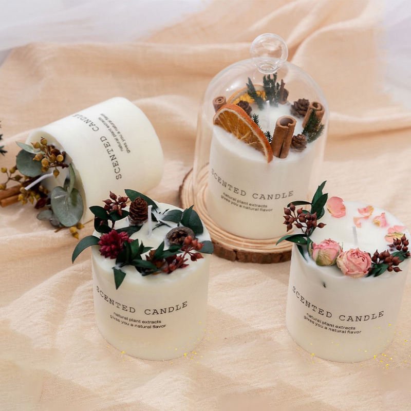 Wholesale Custom Valentine's Day Soybean Wax Various Fragrances Dried Flower Scented Candles
