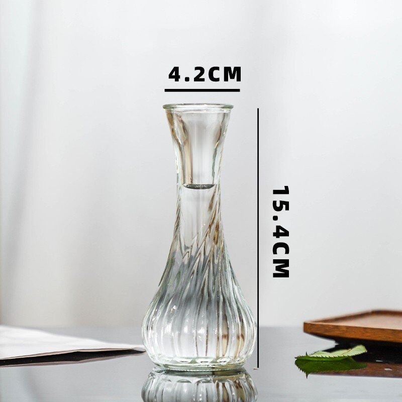 European Retro Style Mini Glass Vase Small Caliber Crystal for Wedding Dried Flowers Bud Flowers Water Cultivation