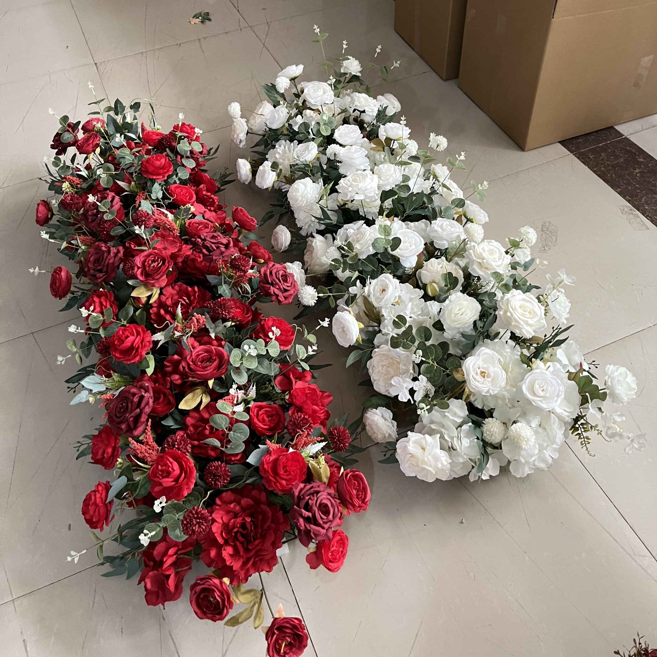 Cheap real touch faux flowers rose peony hydrangeas flowers artificial wedding decoration purple milk white flower row