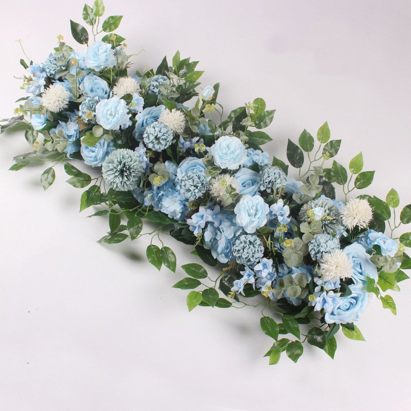 Cheap real touch faux flowers rose peony hydrangeas flowers artificial wedding decoration purple milk white flower row