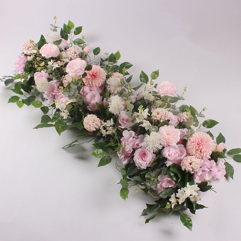 Cheap real touch faux flowers rose peony hydrangeas flowers artificial wedding decoration purple milk white flower row