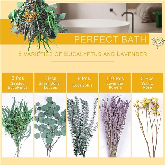 Decoration Interior 100% Natural Preserved Eucalyptus Leaves Mixed Real Dried Eucalyptus & Lavender & Rose Flowers Bunch