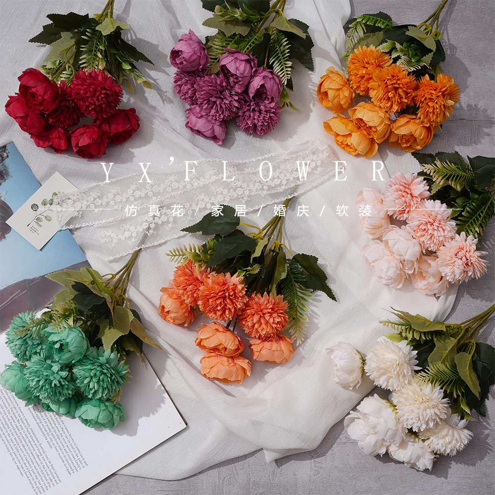 Cross-border wholesale decorative flower simulation 7 colors wedding new Linglong ball road ceiling simulation flower props
