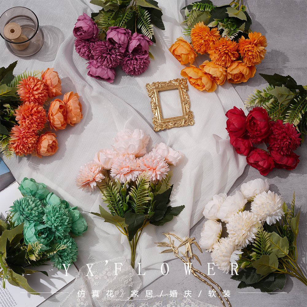 Cross-border wholesale decorative flower simulation 7 colors wedding new Linglong ball road ceiling simulation flower props