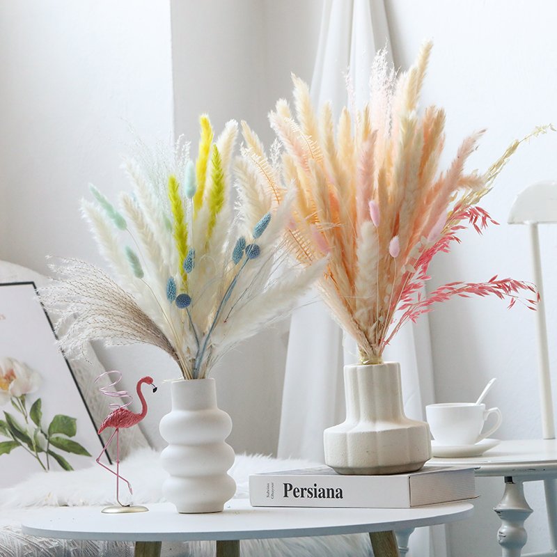 Wholesale custom dry flower bouquet preserved flower bouquet bunny tails dried flowers grass for wedding decoration