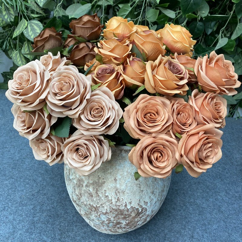 Manufacturers Direct Selling 9-head Middle Rose In The Head Wall Artificial Flower Rose