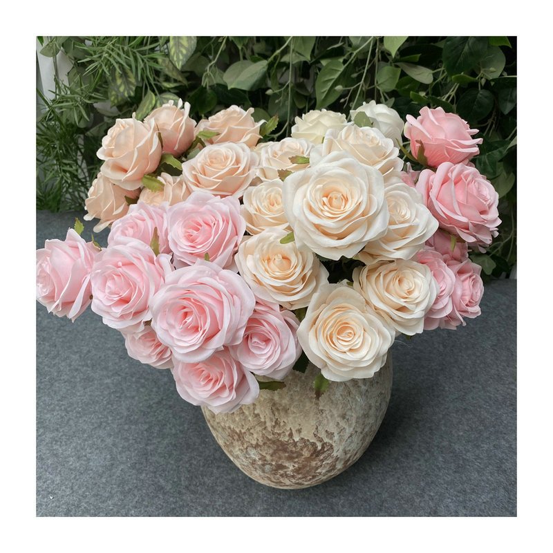 Manufacturers Direct Selling 9-head Middle Rose In The Head Wall Artificial Flower Rose