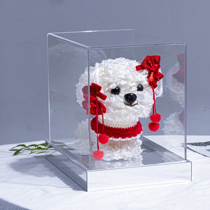 Eternal Cute Dog Ornament Dried Preserved Rose Puppy Birthday and Valentine's Day Gifts Preserved Plants & Flowers Dog Shape