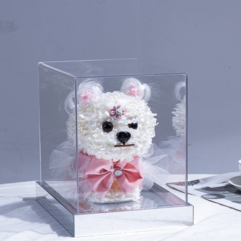 Eternal Cute Dog Ornament Dried Preserved Rose Puppy Birthday and Valentine's Day Gifts Preserved Plants & Flowers Dog Shape