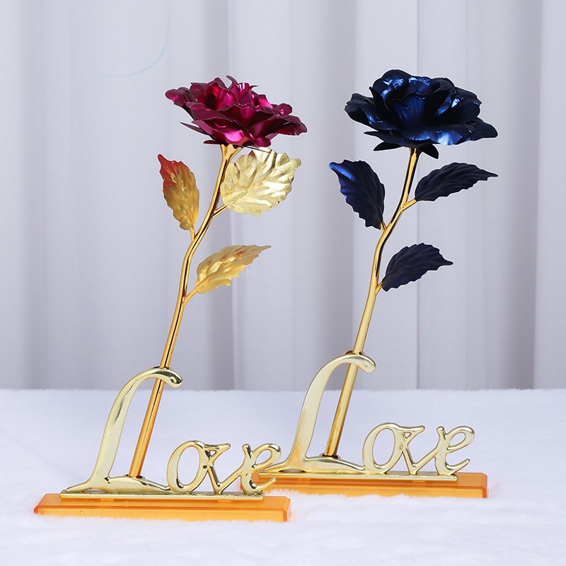 24K Rose Purple Foil Gold Dried Flower Gift Custom Women's Christmas Graduation Mother's Day New Year-for Valentine's Day