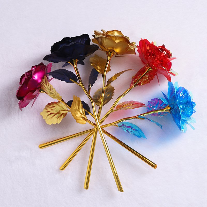 24K Rose Purple Foil Gold Dried Flower Gift Custom Women's Christmas Graduation Mother's Day New Year-for Valentine's Day