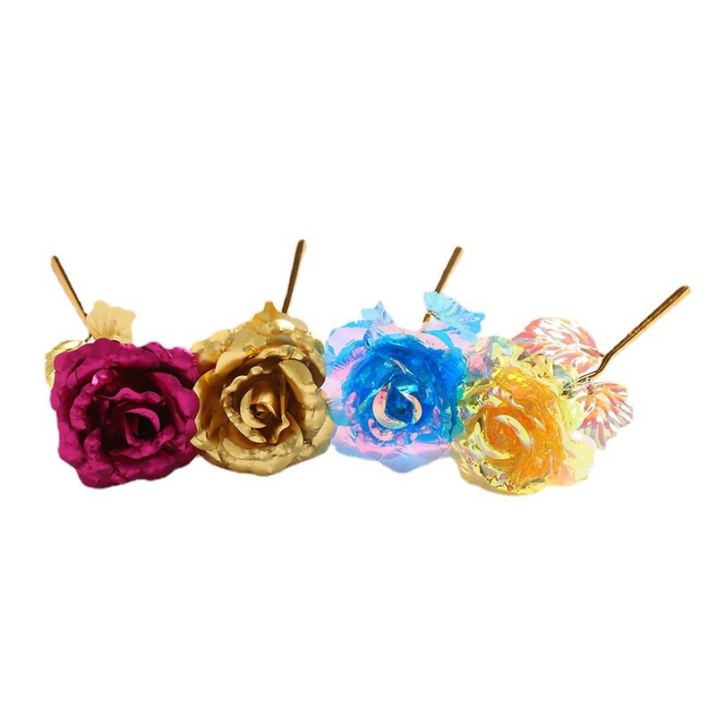 24K Rose Purple Foil Gold Dried Flower Gift Custom Women's Christmas Graduation Mother's Day New Year-for Valentine's Day