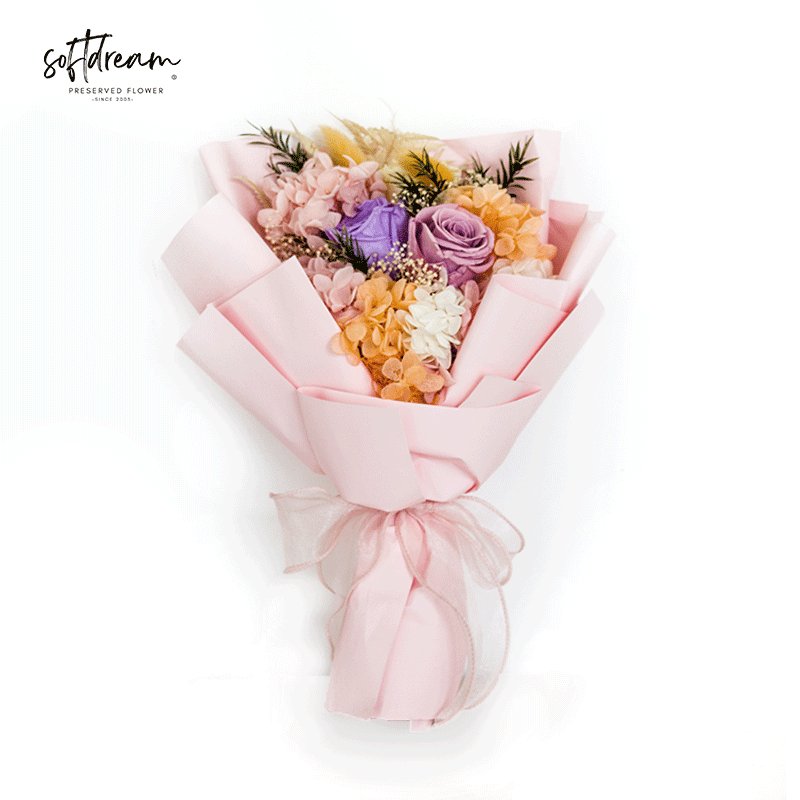 Softdream Manufacturer Wholesale Dried Flower Eternal Rose Luxury Preserved Flower Bouquets With Box For Mariage