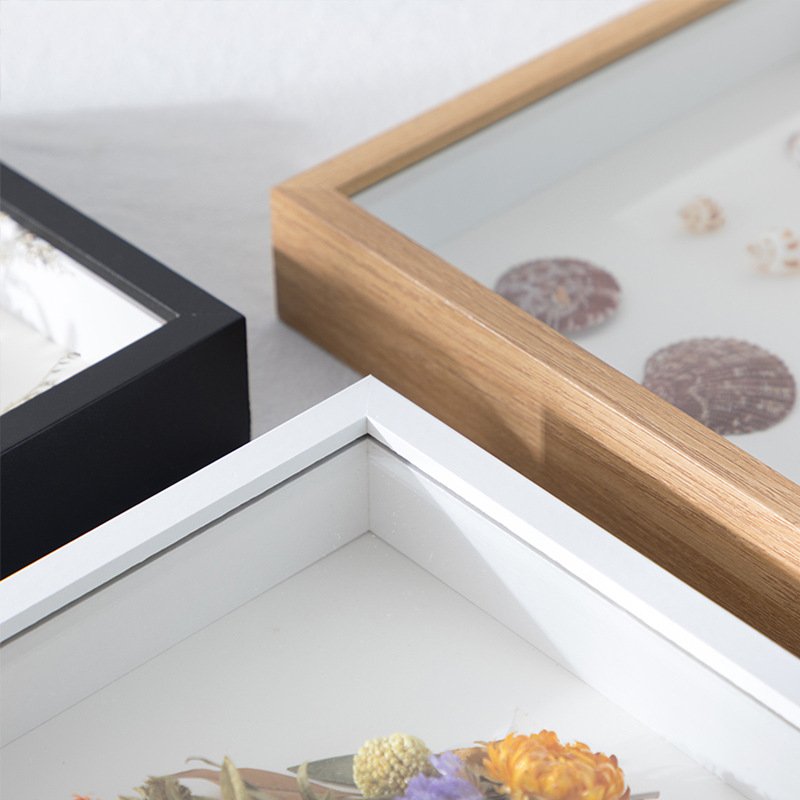 Creative 3D Wooden Picture Frame Shadow Box Photo Frame Glass Acrylic Wood Shadow Box For Dried Flowers And Specimens