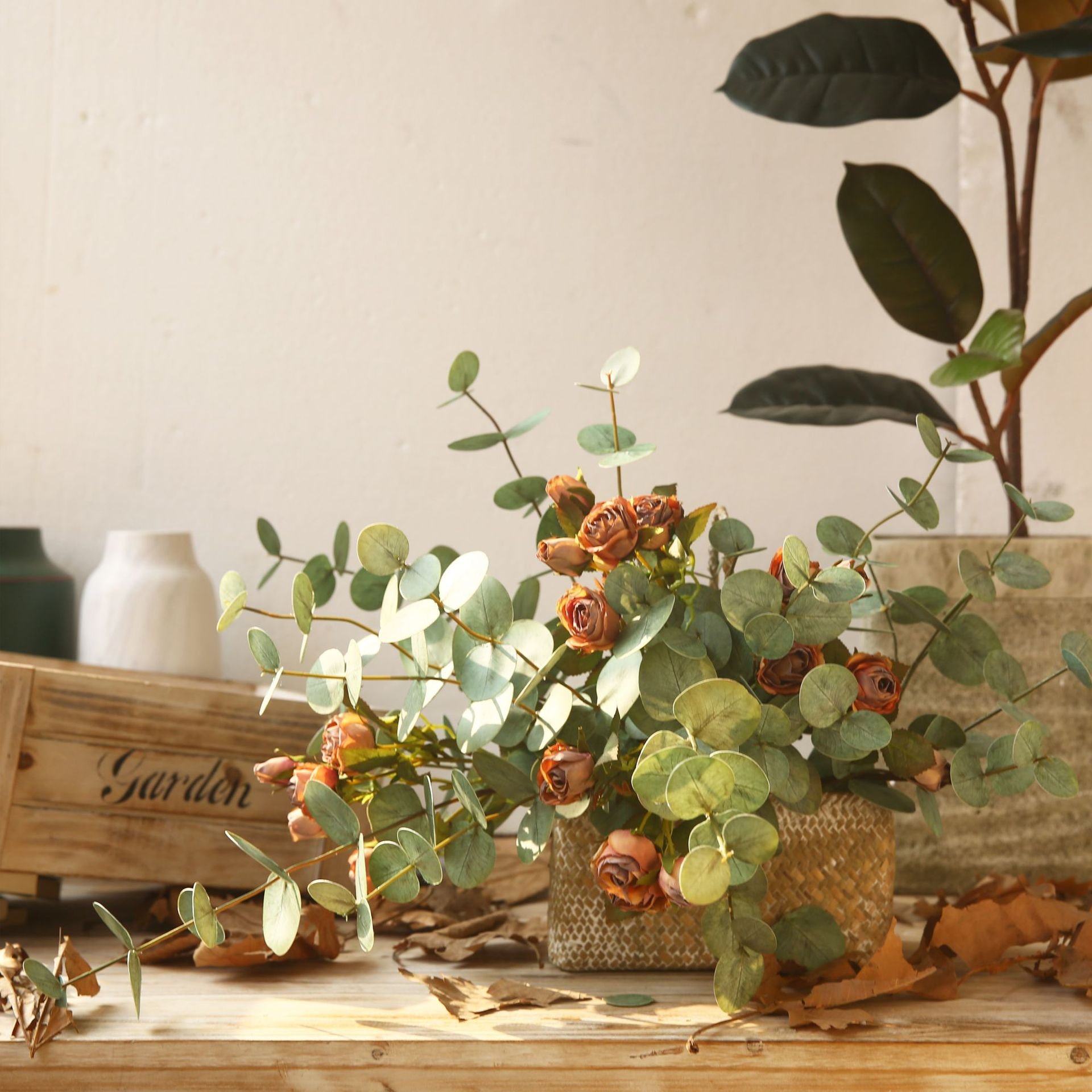 Maylos Hot Selling Single Stem Round Artificial Eucalyptus Money Leaves Real Touch Plants Greenery For Floral Arrangements