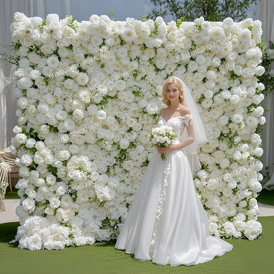 Pink Artificial Flowers Backdrop Wedding Party Decor 3d Silk Faux Rose Flower Wall Panels Wedding Walls Decoration