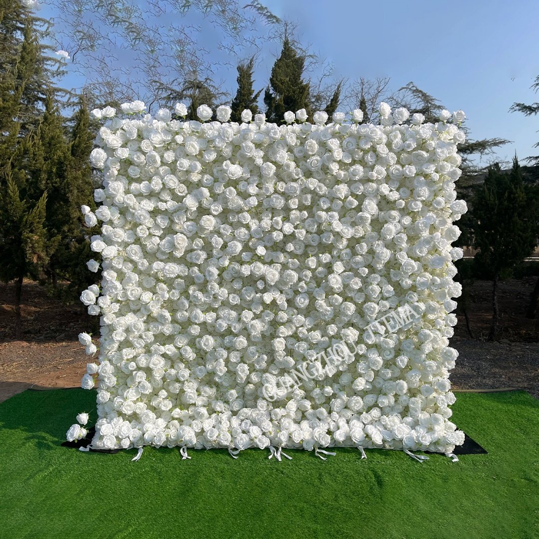 Pink Artificial Flowers Backdrop Wedding Party Decor 3d Silk Faux Rose Flower Wall Panels Wedding Walls Decoration