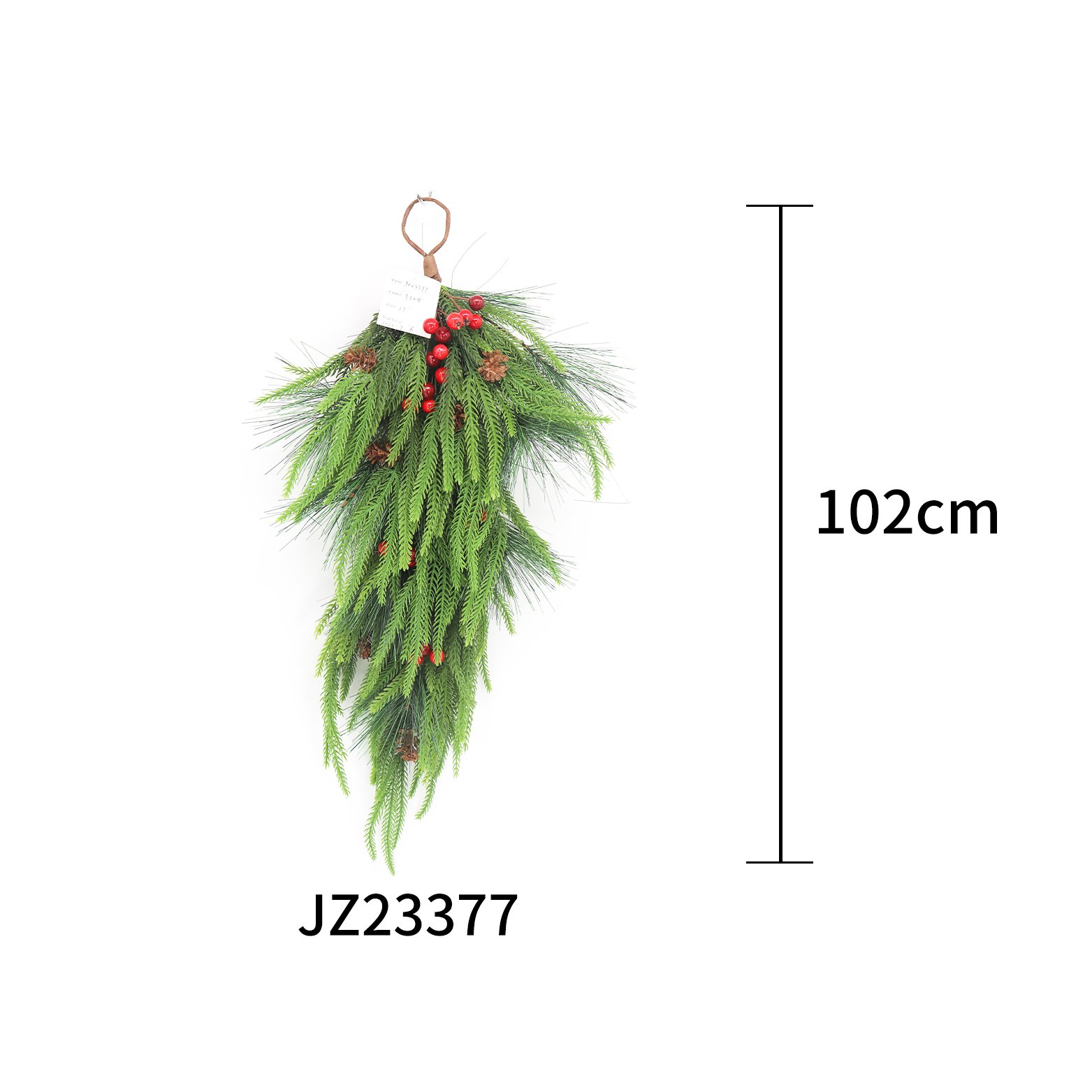 Professional Custom 69cm Christmas Hanging Door Decoration Green Cryptomeria Fortunei Pine Needle Wall Hanging Dried Preserved