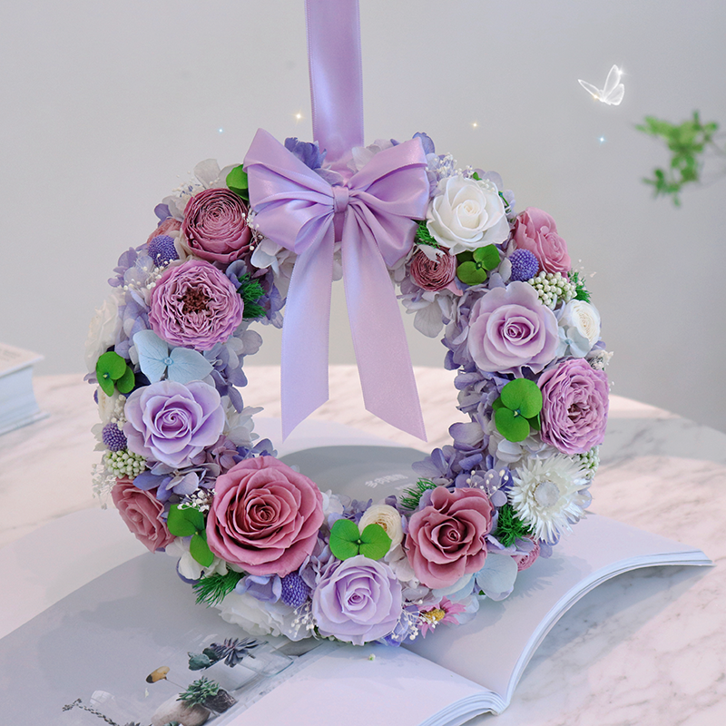 Customized Wedding Real Dried Flowers Wreath Preserved Dried Flower Preserved Flower Producer Christmas Wreath Preserved Rose