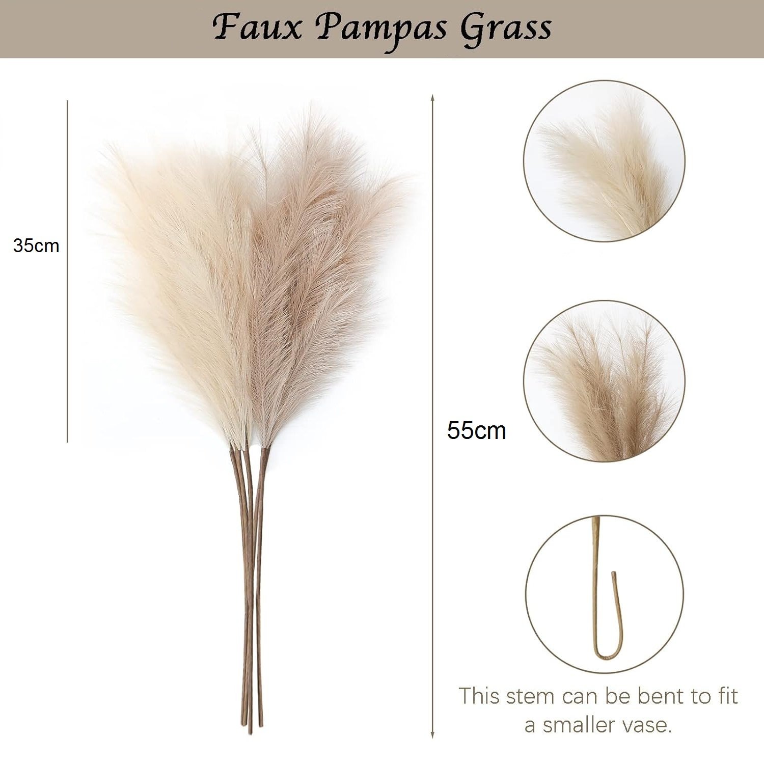 55cm 10pcs Fluffy Pampas Grass Reed Boho Decorative Flowers Plants Reed Mock Wedding Party Home Decor showcase Artificial Flower