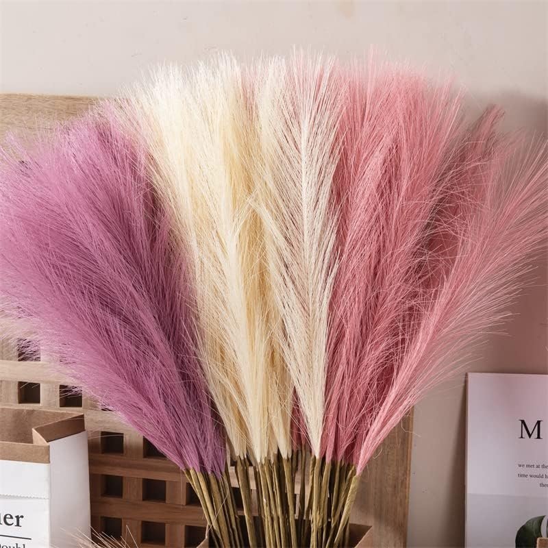 55cm 10pcs Fluffy Pampas Grass Reed Boho Decorative Flowers Plants Reed Mock Wedding Party Home Decor showcase Artificial Flower