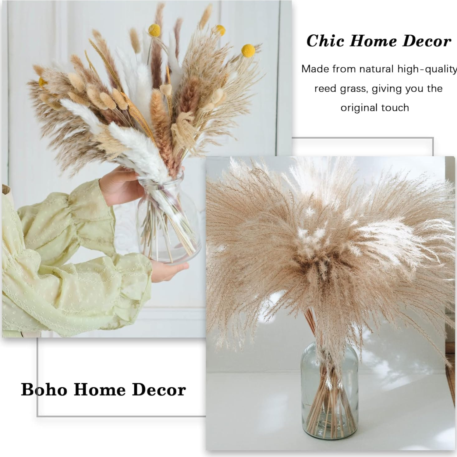 Ins Boho Wedding Home Floral Decor Mixed Pampas Grass Bundle Mothers Valentines Day Gift Preserved Dried Flower Bouquet