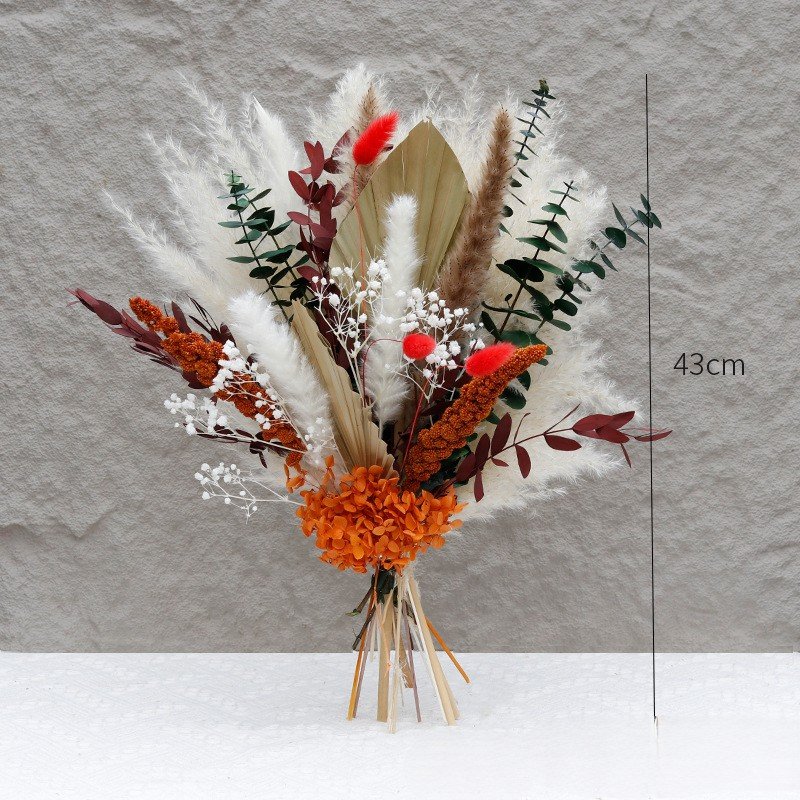 G69 Wedding Decor Dandelion Fan Small Reed Hydrangea Mix Dried Flower Bouquet Real Touch Baby Breath Flowers
