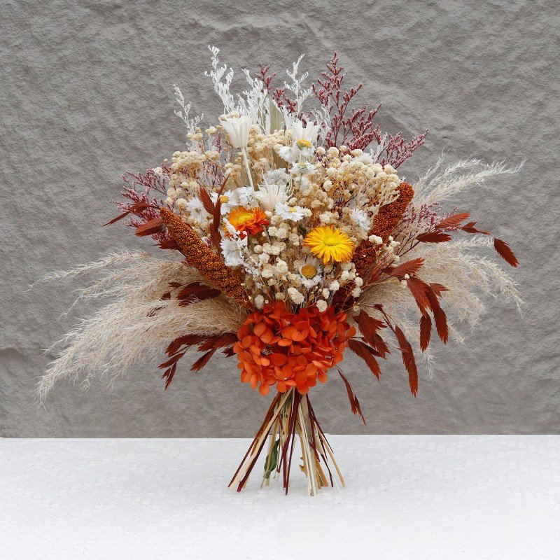 G69 Wedding Decor Dandelion Fan Small Reed Hydrangea Mix Dried Flower Bouquet Real Touch Baby Breath Flowers