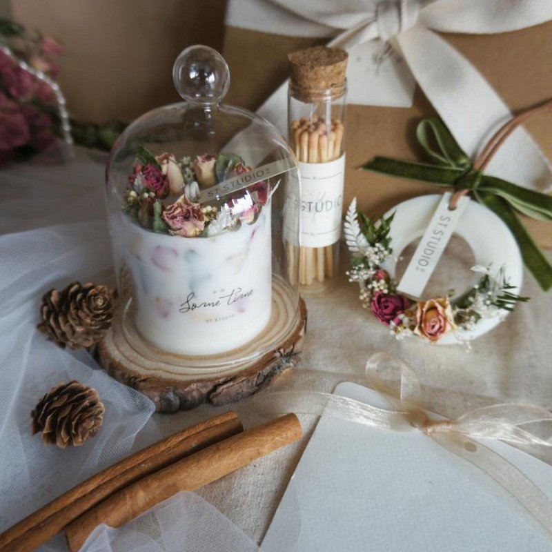 Dried Flower Scented Candle Gift Set Birthday Proposal Bedroom Home Decoration Wedding Christmas Aroma Candle Soy Wax