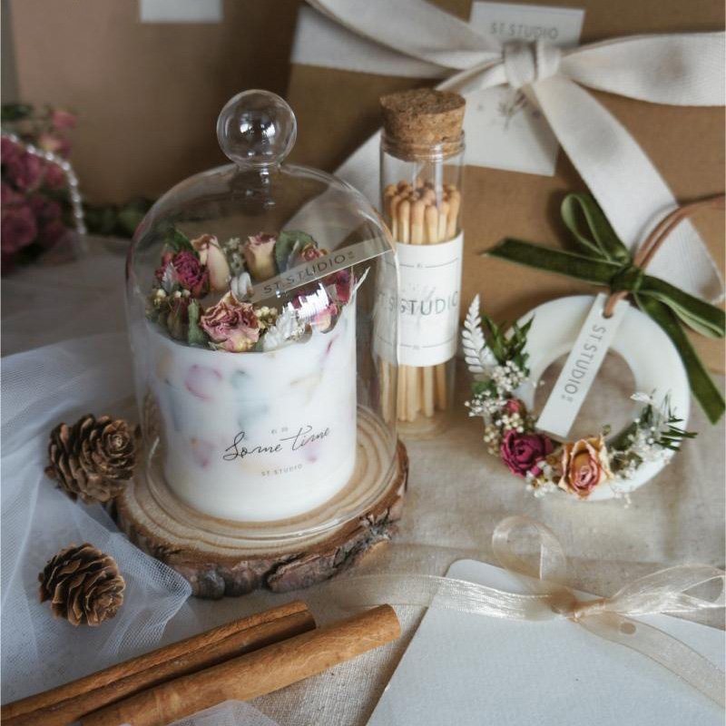 Dried Flower Scented Candle Gift Set Birthday Proposal Bedroom Home Decoration Wedding Christmas Aroma Candle Soy Wax