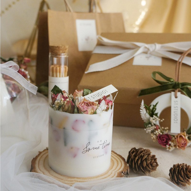 Dried Flower Scented Candle Gift Set Birthday Proposal Bedroom Home Decoration Wedding Christmas Aroma Candle Soy Wax