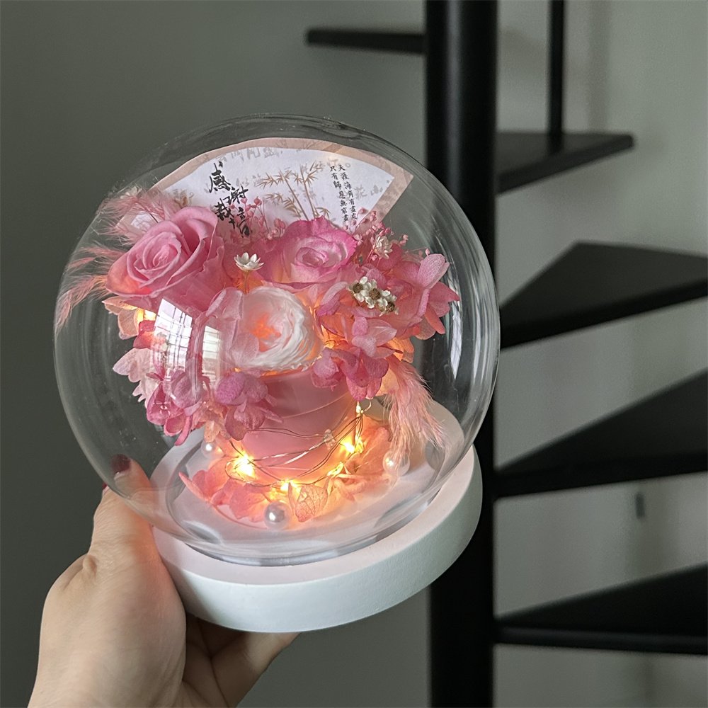Home Design Creative Decoration Night Light Gift Box Real preserved hydrangea Eternal everlasting Roses Dried Flowers in Glass