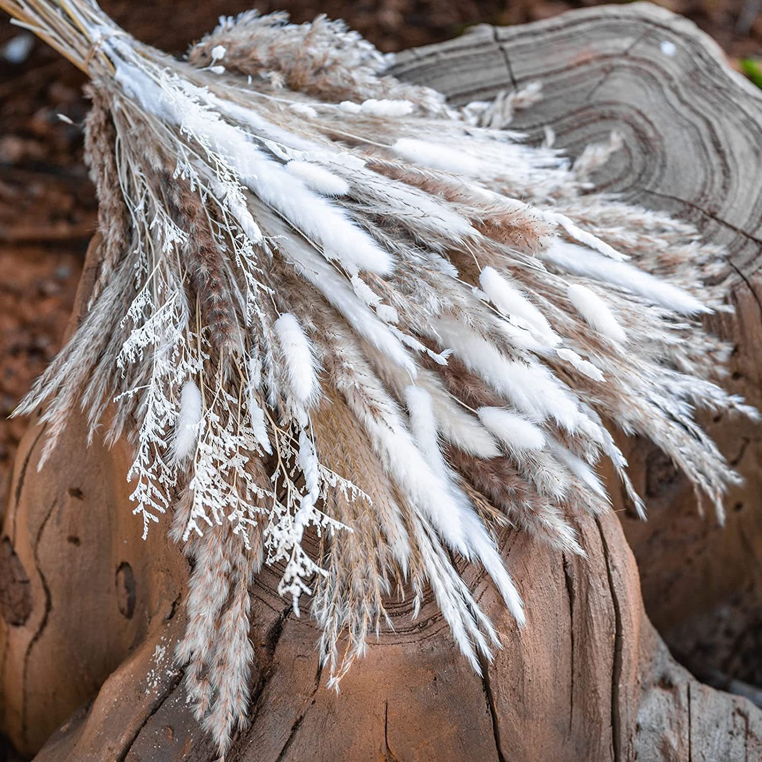 80Pcs Fluffy Pampas Grass Bouquet Boho Home Decor Dried Flowers for Wedding Floral Room Home Natural Dried Pampas Grass