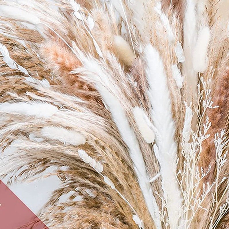 80Pcs Fluffy Pampas Grass Bouquet Boho Home Decor Dried Flowers for Wedding Floral Room Home Natural Dried Pampas Grass