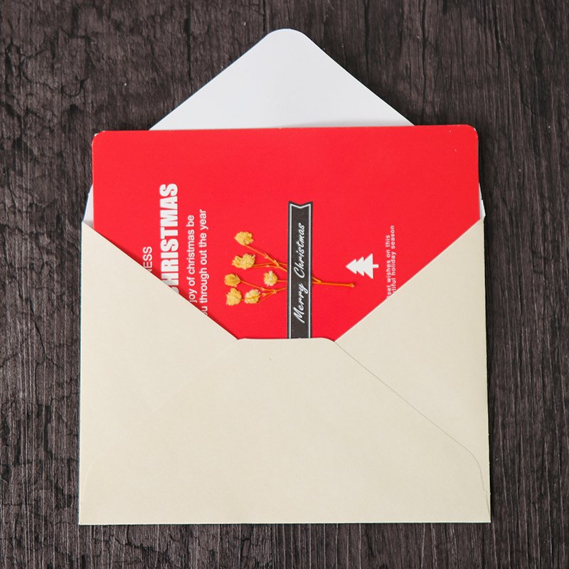 Christmas Gift Card Blank Custom Dried Flowers Greeting Card