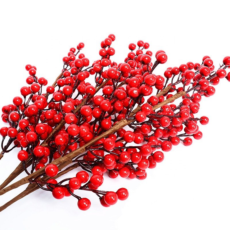 Wholesale high-quality and cheap dried flowers Holly fruit Christmas fruit red berry flowers for christmas decoration