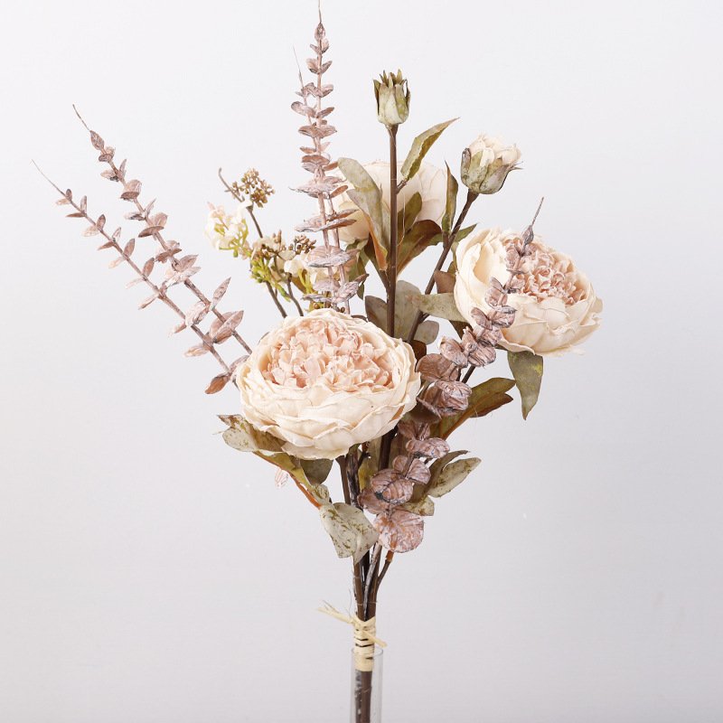 Peony Bouquet Silk Arrangements Table Centerpiece Bunches pink Peony Artificial Flowers for cafe home Decoration