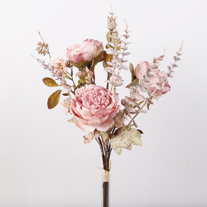 Peony Bouquet Silk Arrangements Table Centerpiece Bunches pink Peony Artificial Flowers for cafe home Decoration