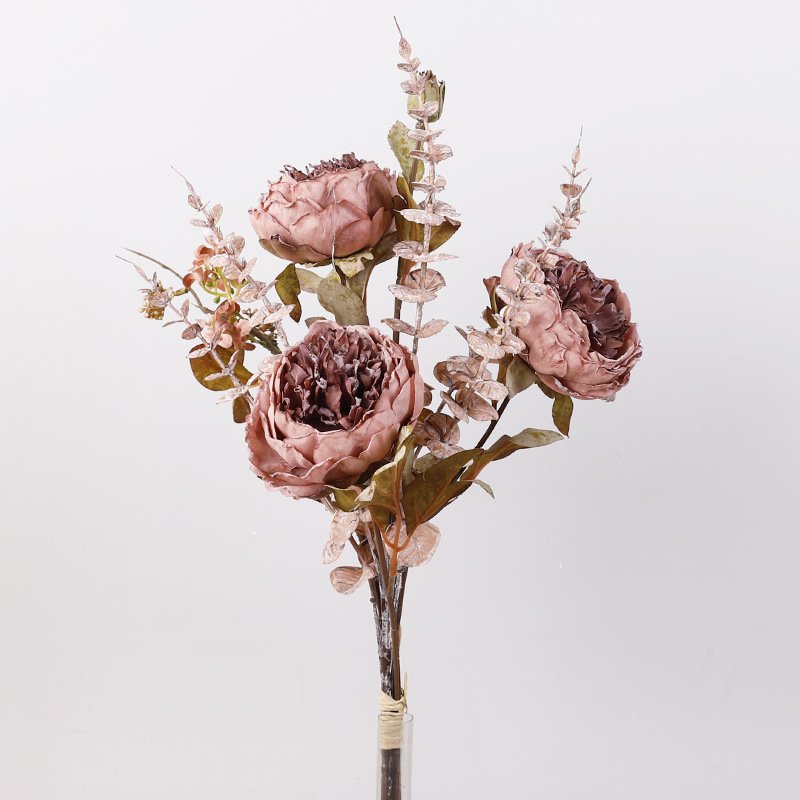 Peony Bouquet Silk Arrangements Table Centerpiece Bunches pink Peony Artificial Flowers for cafe home Decoration
