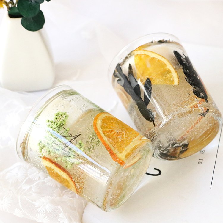 Factory Customized Dried Flower Decorative Candles Gel Scented Candles Transparent Glass Jar Scented Gifts Crystal Weddings