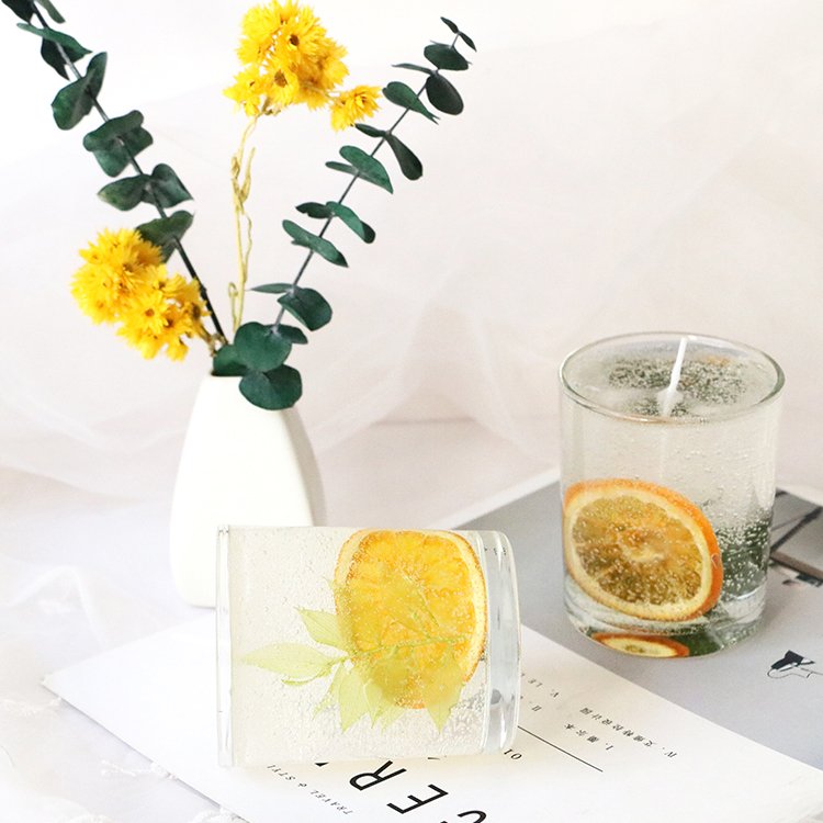 Factory Customized Dried Flower Decorative Candles Gel Scented Candles Transparent Glass Jar Scented Gifts Crystal Weddings
