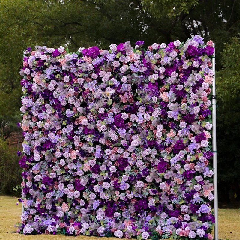 Custom Flowerwall 5d 3d White Roll Up Cloth Flower Wall Wedding Decor Artificial Silk Rose Flower Panel Backdrop Flower Wall