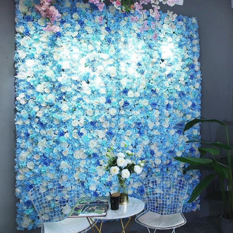 Custom Flowerwall 5d 3d White Roll Up Cloth Flower Wall Wedding Decor Artificial Silk Rose Flower Panel Backdrop Flower Wall