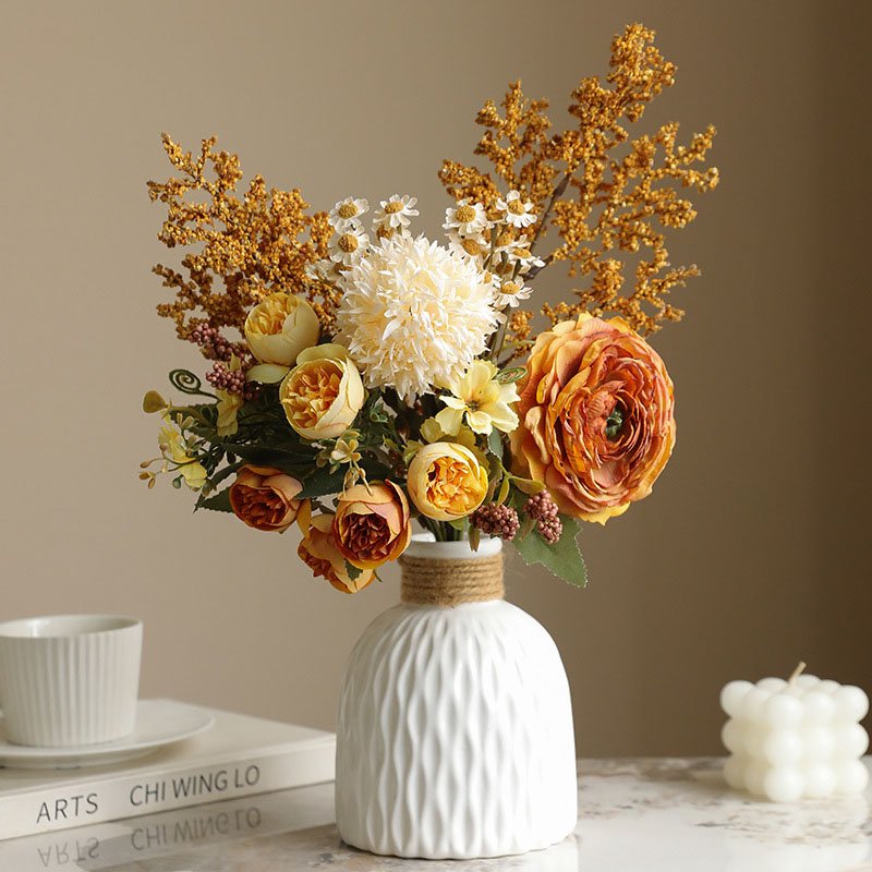 Burnt edge Lotus Flower bouquet Finished simulation flower Vintage home decor Dried flower bouquet Wedding holiday