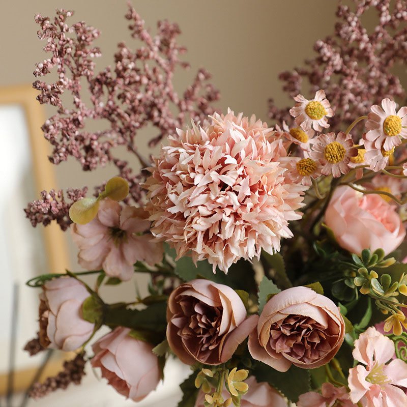 Burnt edge Lotus Flower bouquet Finished simulation flower Vintage home decor Dried flower bouquet Wedding holiday