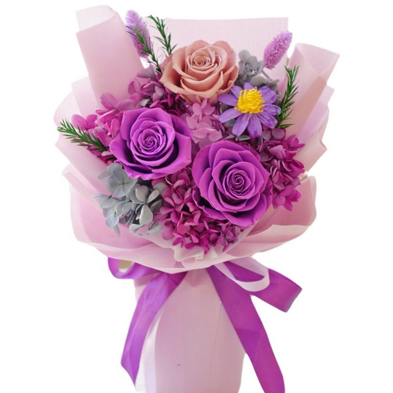 purple color dried flowers bouquet elegant gifts eternal rose flower decorative bouquet preserved roses bouquets for sale