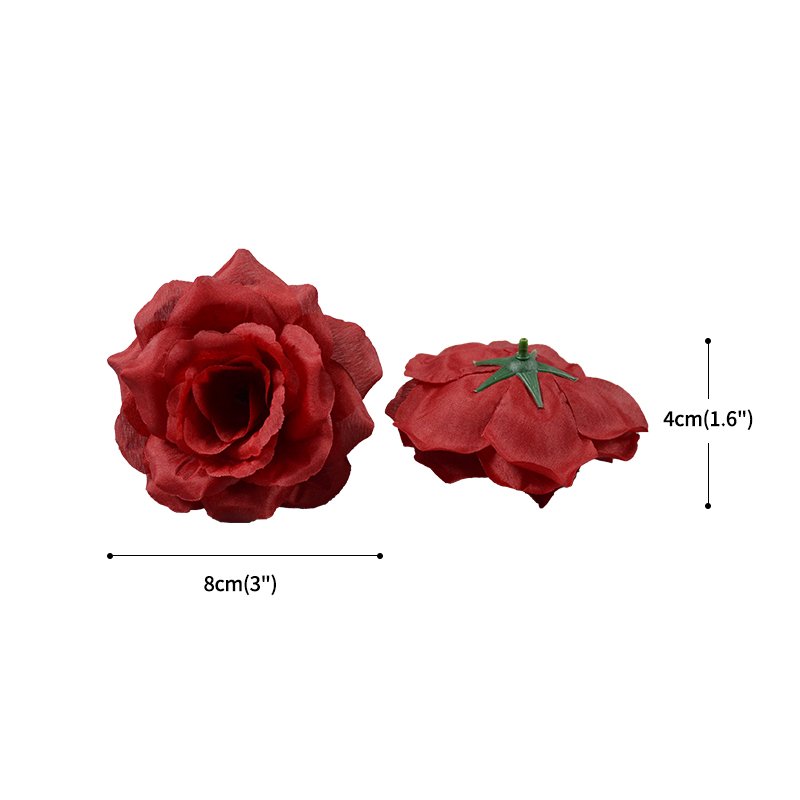 Wholesale Factory Price 8cm Silk Decorative Rose Flower Heads Flower Wall Accessories Cheap Flower Heads