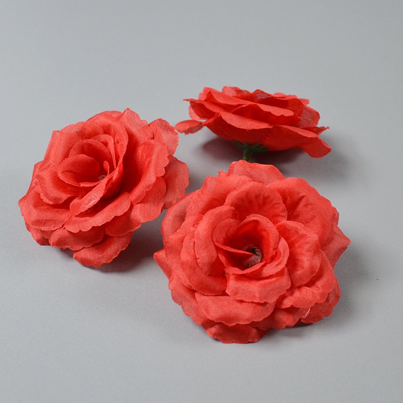 Wholesale Factory Price 8cm Silk Decorative Rose Flower Heads Flower Wall Accessories Cheap Flower Heads